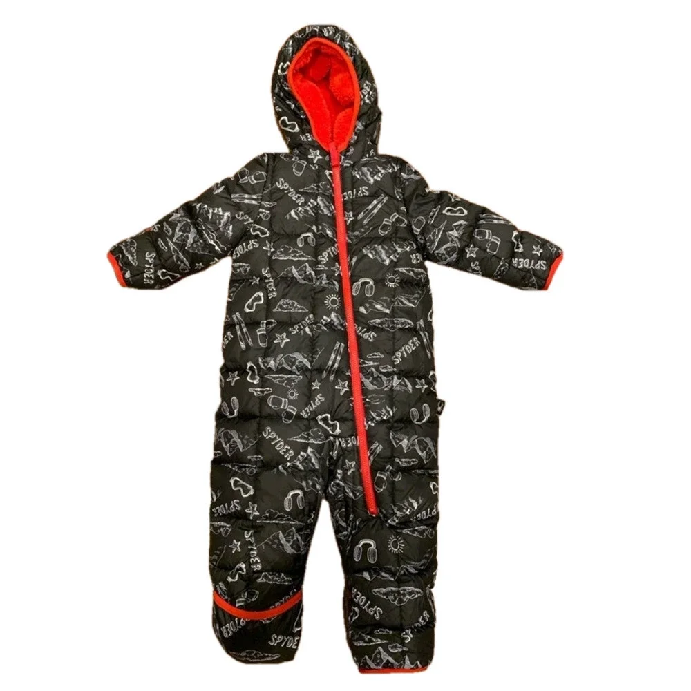 Spyder Black and Red Hooded Snowsuit, 18 mo
